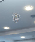 Rock Solid Heavy Duty Fire Sprinkler Head Guard Sturdy Iron Metal Shield Cover For Ceiling Pipe Setup Durable Cage Protector Built Tough As Nails For Commercial Facilities Knockout Protection mounted above a ceiling.
