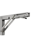 Close-up view of a Four Pack Folding Shelf Brackets Built To Last Heavy Duty Wall Mount Triangle Design For Floating Shelves And Desks.
