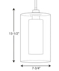 Diagram of Double Glass Pendant Light With Oversized Seeded Glass And Inner Etched White Shade One Light Polished Chrome Finish