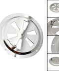 Front view of a 5-inch marine-grade 316 stainless steel air louver vent with a side knob opening mechanism