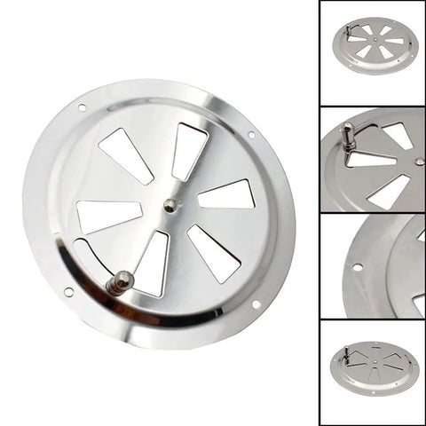Front view of a 5-inch marine-grade 316 stainless steel air louver vent with a side knob opening mechanism