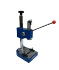 Compact Manual Press And Arbor Machine For Desktop Assembly Work, Heavy Duty Hand Tool with red handle and sturdy base.
