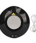 Electric Coffee Mug Warmer With Heating Cooling Cup Mat USB Drink Heater keeps your morning brew on a sleek black mat.