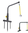 Swing Training Aid For Golfers With Adjustable Height Practice Stand Makes Your Swing Smoother And More On Point Builds Muscle Memory And Consistency Outdoors In The Yard Garden For Real World Game Improvement featuring sturdy steel frame and height adjustment mechanism.