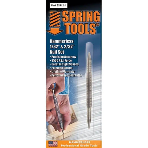 Badass Nail Set Fits 1/32 To 2/32 Inch Brads shown in packaging with precision and hammerless design for fine carpentry.