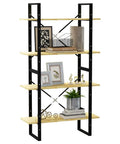 Four-Tier Book Cabinet With Solid Pine Wood Bookshelf And Metal Frame, Industrial Display Shelf For Living Room And Office, Dimensions 11.8 X 31.5 X 55.1 Inches, Decor Items Displayed
