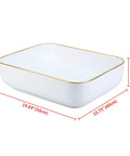 Minimalist Rectangle Porcelain Vessel Sink For Bathroom Above Counter Style Sleek Dope Modern Wash Basin With Light Luxury Appeal Durable Ceramic Vanity Bowl For Balcony And Powder Room, showcasing dimensions.