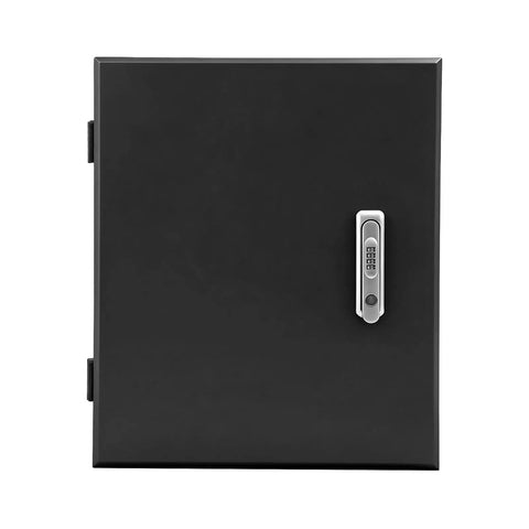 Badass Heavy Duty Wall Mount EV Charger Lock Box With Dial Combo Padlock and Slick Black Cold Rolled Steel Anti Theft Security Case.