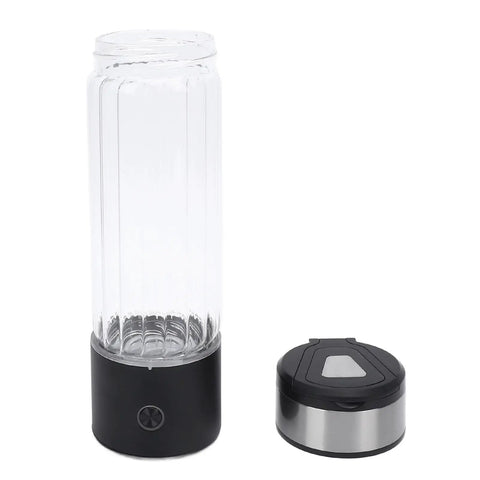 Hydrogen Water Generator Bottle With USB Rechargeable Ionizer Portable 16 Oz Hydration On The Go LED, glass body with lid
