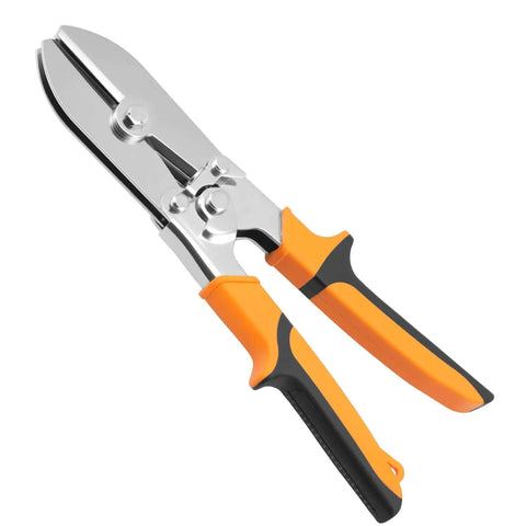 Carbon Steel 5 Blade Hand Crimper with orange grip for gutter and ductwork, 10.5 inches, used for sheet metal crimping.