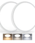 Two Pack Slim LED Flush Mount Ceiling Lights 12 Inch, 250W Equivalent, 24W Each, Adjustable 3000K 4000K 6500K with color options shown