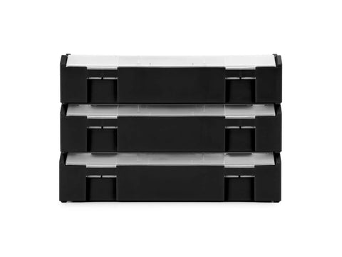 Black Mini Stacking Tool Box With Dividers 3-Piece Set For Small Parts And Accessories, L-BOXX Mini System Compatible