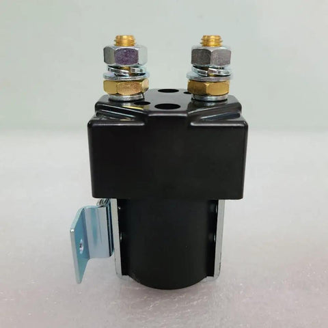 JwDawn Sw80 Dc Solenoid Relay Contactor Switch For Electric Vehicles And Forklifts, black with gold and silver terminals.