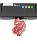 Vacuum Sealer Machine CPVS 290R sealing a steak in a liquid bag for safe food storage