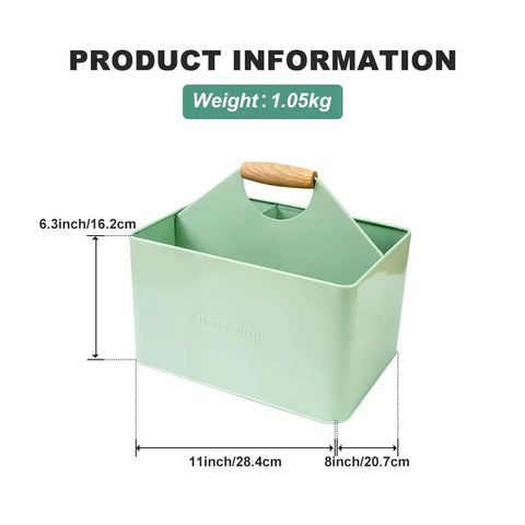 Metal Garden Tool Organizer Caddy With Four Compartments And Wooden Handle For Indoor And Outdoor Use Grab And Go Ready