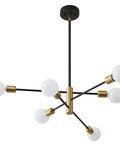 Sputnik Chandelier Pendant Light Black And Gold, Mid Century Modern Industrial E26 Ceiling Fixture with six bulbs, metal rods.