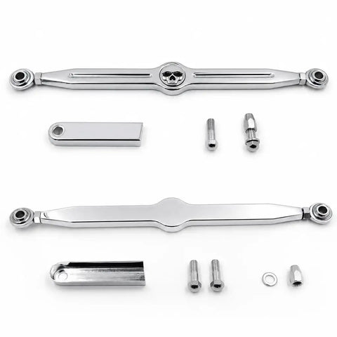 Chrome Skull Gear Shift Linkage For Harley Davidson Softail Road King 1994 2015 And Trike, with mounting bracket and bolts