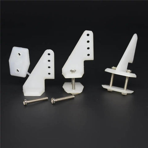 Ten Sets Of Nylon RC Airplane Control Horns W13xL18xH25mm With Four Holes And Screws For Aileron And Rudder Linkages