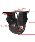 Heavy Duty Swivel Caster Wheels Set Of Four With Solid Brakes Smooth Nylon Rollers For Carts Heavy Furniture, detailed size dimensions.
