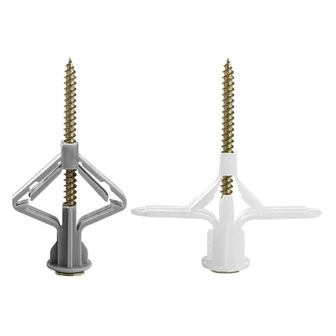 100 Pack Plastic Expansion Drywall Anchors With Self Drilling Screws Kit For Gypsum Board And Fiberboard, aircraft shape