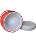 Portable Sports Drink Dispenser With Heavy Insulation Keeps Backyard Faves Stay Frosty All Weekend And Sip Smooth At Tailgates While Hanging Out In Vibrant Orange, showing open lid and inner design.
