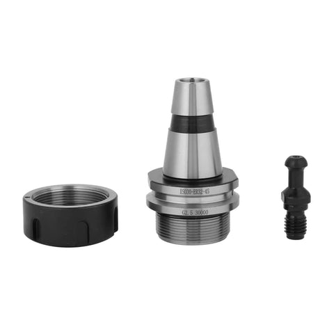 Heavy Duty ISO30 Balance Collet Chuck Made From Stainless Steel For CNC Milling And Lathe Tools Reaching 30000 RPM With High Speed Precision That Looks And Works Awesome, viewed from the side with components.