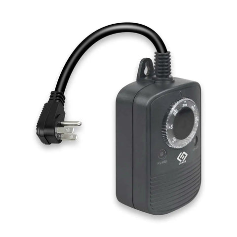 Rock Solid Outdoor Light Timer Featuring Built In Photocell Dusk To Dawn Sensor with adjustable timer and plug.