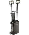 Top Tier Heavy Duty Rechargeable 6000 Lumen LED Flashlight With Dual Swivel Masts, portable design for outdoor use.
