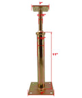 Front view of galvanized steel ASTAMOTOR floor jack post with threaded screw lift, 11-inch tall, 5-inch base plate