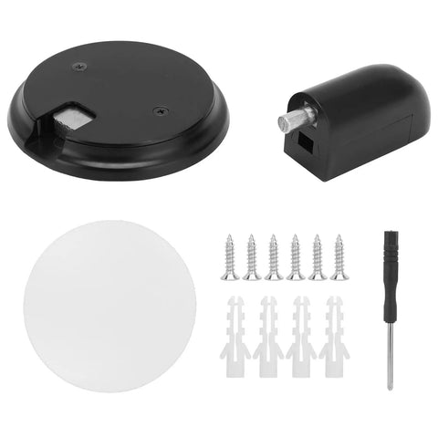 Sleek Matte Black Zinc Alloy Push Type Door Stop Catch With Hold Open Floor Base components including round base, screws, and push lock.