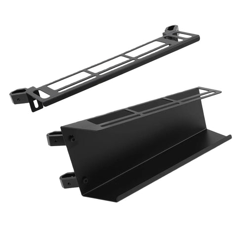 Heavy Duty Steel Double Layer Tool Rack For Toolbox And Mounting Bracket Fits Tools Up To 2.8 Inches Wide Expansion Mount Compatible With Aluminum Rails No Drilling Required Keeps Tools Secure On The Go showing black steel components