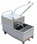 Workhorse 55 Liter Mobile Fryer Oil Filter Cart With Slick 550 Watt Pump corrosion resistant stainless steel grease strainer rig on wheels.