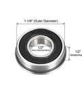 Ten Pack Flanged Bearings One Half Inch Bore And One And One Eighth Inch Outer Diameter For Wheel Hubs Beefed Up Heavy Duty Replacement For Wheelbarrows Garden Carts And Hand Trucks With Secure Flange And Smooth Rolling flanged steel bearing with 1/2 bore and 1-1/8 OD