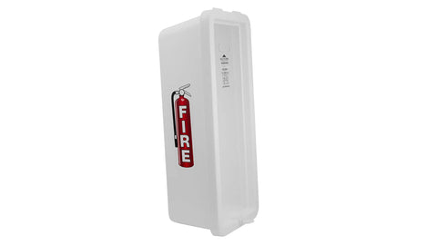 6 Pack White Surface Mount Fire Extinguisher Cabinet Pre Printed Label Outdoor Lock Box Heavy Duty Rugged Case For 5 Lb Fire Extinguishers