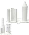 Water Flosser Stand Drying Rack For Cordless 3000 Series With Elevated Drainage And Open Airflow, shown in white plastic material.