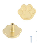 4 Pack Gold Paw Print Cabinet Knobs and Drawer Pulls Super Cute Claw Shape Zinc Alloy Handles with Screws, 40mm size