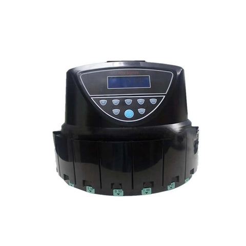 Smooth Operator Money Counter Machine And Automatic Coin Sorter With Cash Wrapper features a digital display and coin sorting slots.