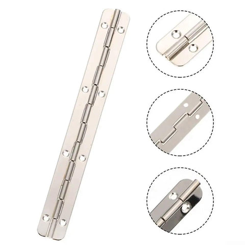 Heavy Duty Stainless Steel Continuous Piano Hinge For Jewelry Boxes And Wooden Cabinets With Folding Design And Pre Drilled Holes 7.86 Inch Silver