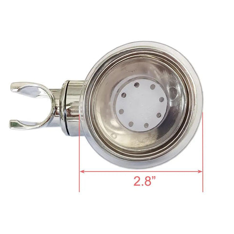 Top view of Adjustable Shower Head Holder With Sticky Pad And Removable Suction Cup No Drill Bracket, 2.8 inches, chrome finish.