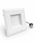 AH Lighting 6 Inch Square 5CCT Recessed Retrofit Downlight Dimmable with Baffle Trim - UL Certified showing white finish and connector.