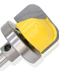 Close-up of 1/4 Inch Shank Bowl And Tray Template Router Bit With Bearing Guide For Dish Carving 1/4 Radius, showing cutter and guide.