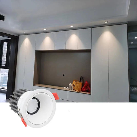 10 Pack Led Recessed Downlights With Slick Anti Glare Baffle Trim Dial In Any Shade From 3000K To 6000K featuring aluminum design in modern kitchen.