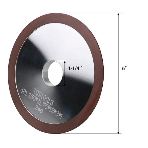 Rock Solid Six Inch Dish Resin Diamond Grinding Facing Wheel Bulletproof 320 Grit for fast carbide saw sharpening 6 inch diameter