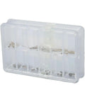 60 Piece Silver Stainless Steel Watch Winding Stem Extender Kit With Storage Box in clear plastic case