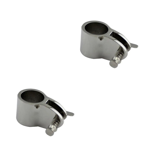 Two Pack Stainless Steel 316 Top Jaw Slide Sets in seven eighths inch and one inch sizes with quick release spring pin for heavy duty use