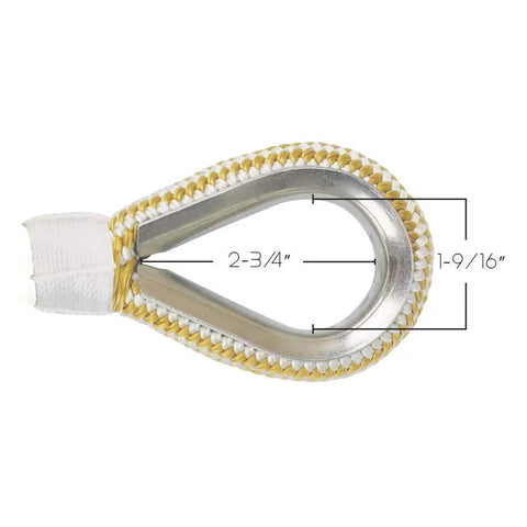 Corrosion resistant stainless steel thimble with double braid nylon, dimensions 2-3/4" by 1-9/16", for Heavy Duty Double Braid Nylon Anchor Line For Boating 5/8 Inch By 300 Feet.