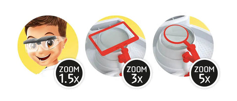Chemistry Of The Tiny Lab Kit With Hands On Illuminated Station And 3 Clip On Magnifying Glasses For Close Up Experiments 30 Fun Science Projects For Curious Kids And Tween Scientists, 3 zoom lenses