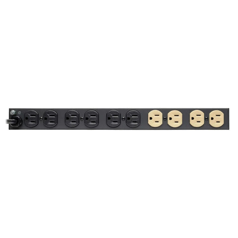 Isobar 12-Outlet Rackmount Surge Protected PDU Power Strip With 15A 120V, 3840 Joules Protection, 15Ft Cord, 5-15P Plug
