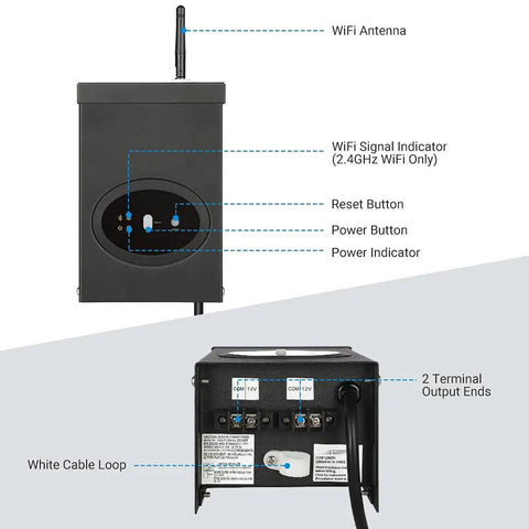 Smart WiFi Low Voltage Transformer 120W With Schedule And Timer No Hub Needed Works With Alexa And Google Home 120V AC To 12V AC