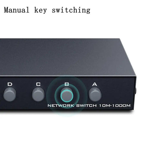 Bi Directional 4 Port Ethernet Switch With 1 Input 4 Outputs Or 4 Inputs 1 Output Gigabit 1000M Ethernet Network Hub front view